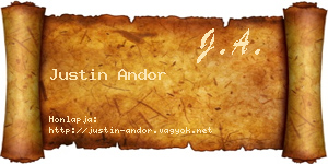 Justin Andor névjegykártya