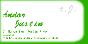 andor justin business card